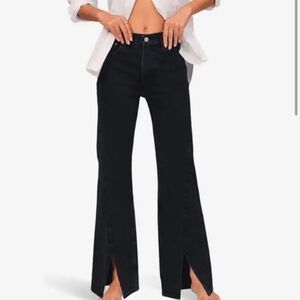Abercrombie ‘90s relaxed jeans high rise curve love black split hem